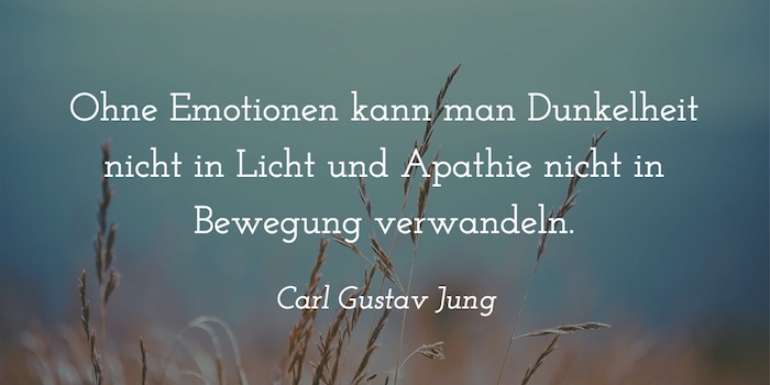 Ohne Emotionen kann man Dunkelheit nicht in Licht und Apathie nicht in Bewegung verwandeln. Carl Gustav Jung